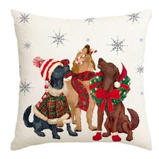 Christmas Pillow Covers 18x18 Inch Buffalo Plaid Dog 18" x 18" Pack of 1 