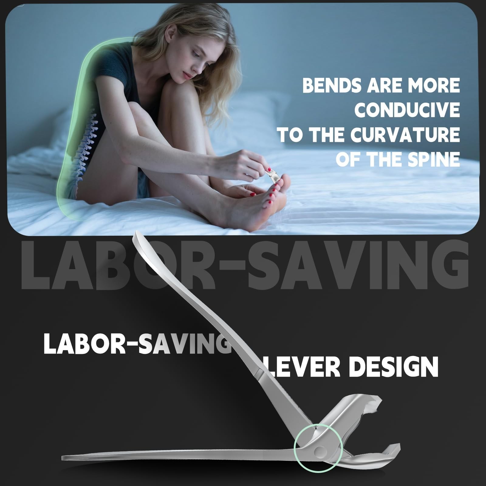 Toenail Clippers for Seniors Thick Toenails, Angled Head Large Toe Nail Clippers