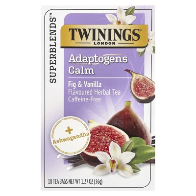 Superblends , Adaptogens Calm Herbal Tea, Fig & Vanilla, Caffeine Free, 18 Tea