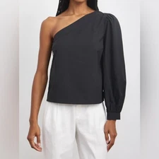 NWT Rails Jill Top Black One Sleeve Off Shoulder Size S