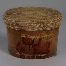 1 Steamer Trunk Style Nesting Box Lid Language Leaves Philippines 11.25"x8.5”x8"