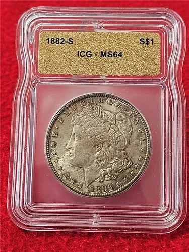 1882-S  MORGAN SILVER DOLLAR  ICG  MS 64                                 #T1762