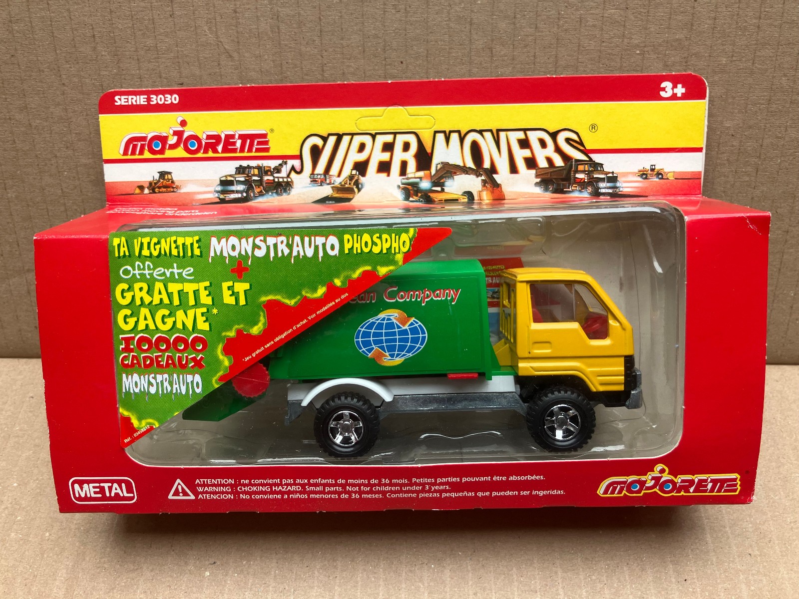 Camion poubelle Majorette 3030 Super Movers miniature vert comme neuf