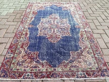 Vintage Rug, Area Rugs, Wool Carpet, Boho Rug, Handmade Distressed Carpet50"x71"