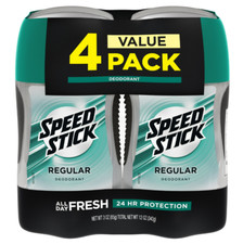 Speed Stick Deodorant for Men, Aluminum Free, Regular - 3 Ounce 4 Pack Freeship