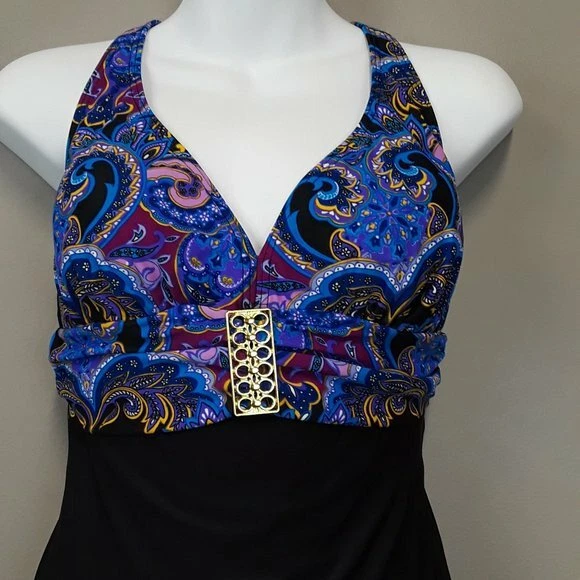 Traje de baño Catalina estampado cachemir de una pieza talla S espalda cruzada sujetador incorporado Foto 2 de 4