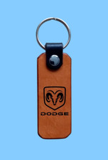 Dodge Ram Car Hand Made Laser Engraved Leather Key Fob Keyring Over 3mm Thick