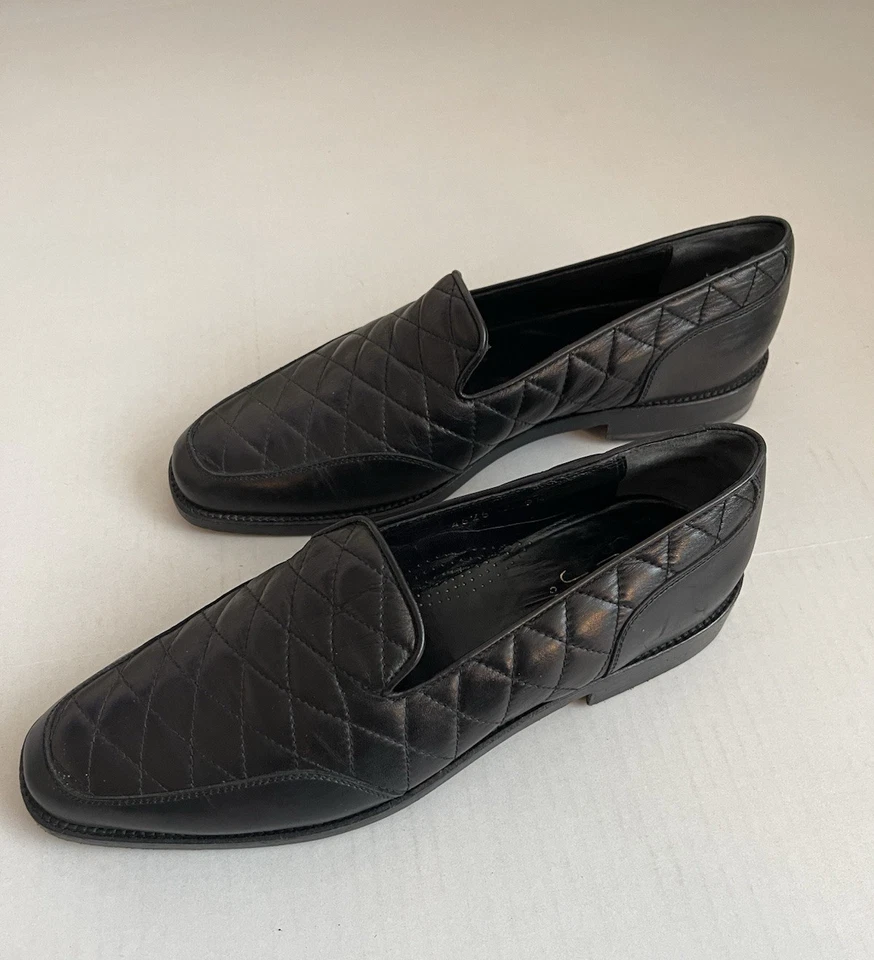 Zapatos Oxford David & Joan Vintage Cuero Negro Talla 9.5 Para Hombre Hechos a Mano en Italia Foto 4 de 4