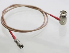 Bi-directional Red Cable 28" DIN 1.0/2.3 Plug to BNC 90° feed Time code/genlock