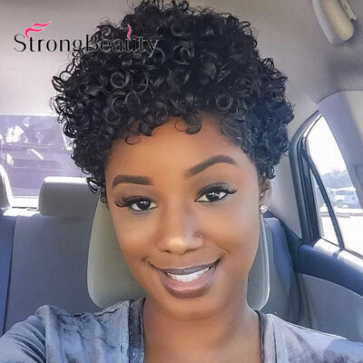 Black Short Curly Layered Synthetic Wig Adrianna | Curly Wig - Layered Tight Rod Synthetic Style  main image 4