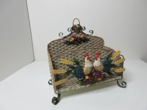 Rooster Organizer 2 Compartment Letters Napkins Mail