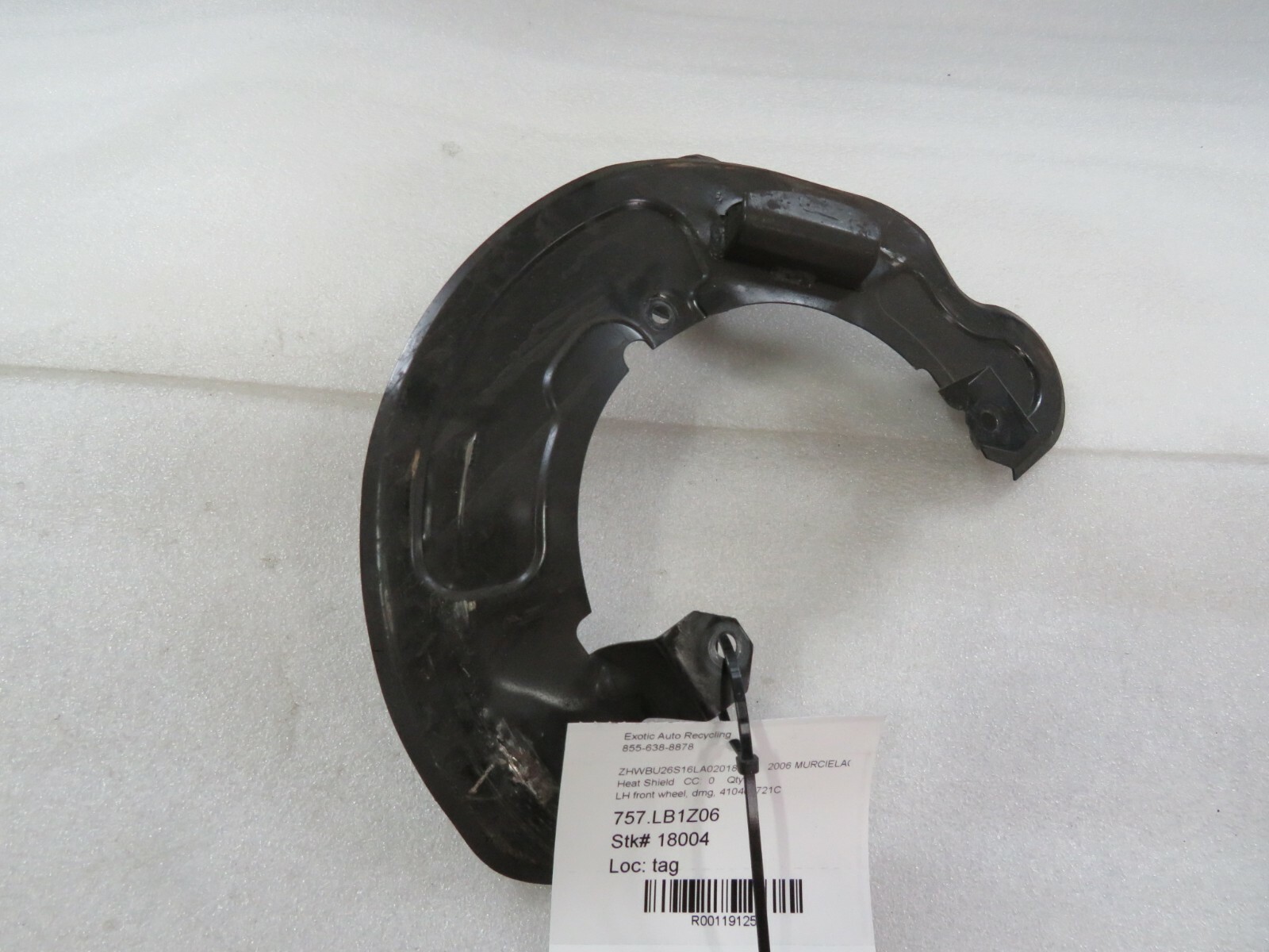 Lamborghini Murcielago LH, Left Front Wheel Heat Shield, Used, P/N 410407721C