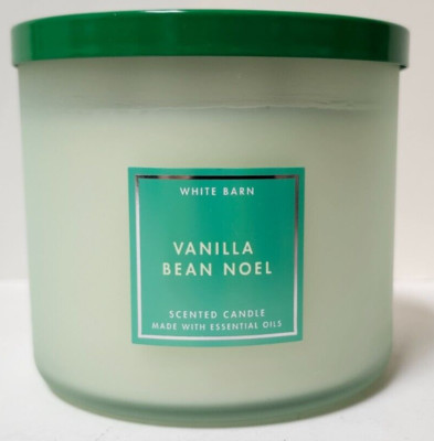 Bath & Body Works Vanilla Bean Noel Rare Candle Scented Large 14.5oz Green Lid