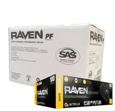 SAS XXL RAVEN Black 7 MIL Powder Latex Free Nitrile Gloves 10 BX CASE