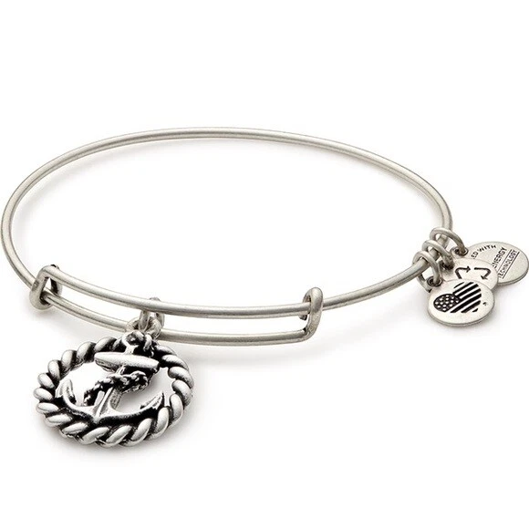 ALEX AND ANI NAUTICAL ANCHOR SILVER EXPANDABLE CHARM BANGLE
