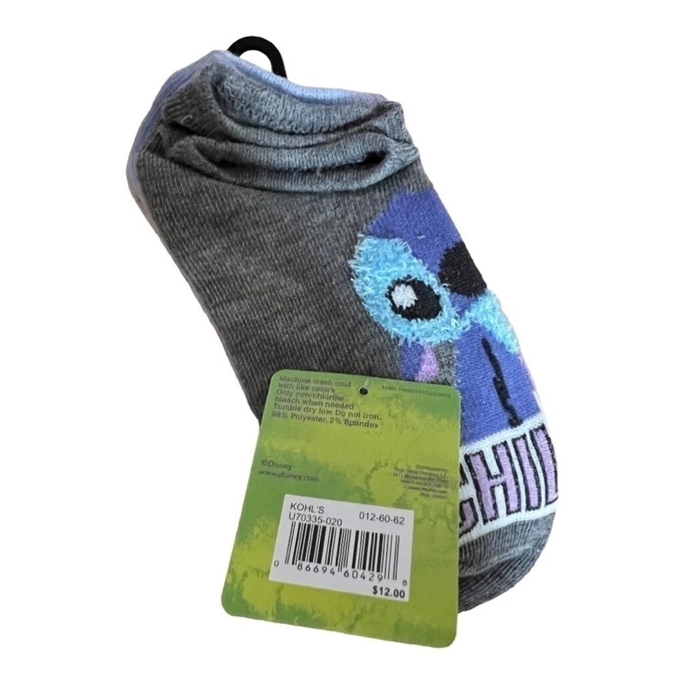 Paquete de 6 calcetines Lilo & Stitch de Disney para niñas nuevos con etiquetas talla 6-81/2 Foto 3 de 4