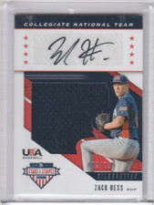 2019 USA Baseball Stars and Stripes Signatures Jerseys ZACK HESS AUTOGRAPH /199