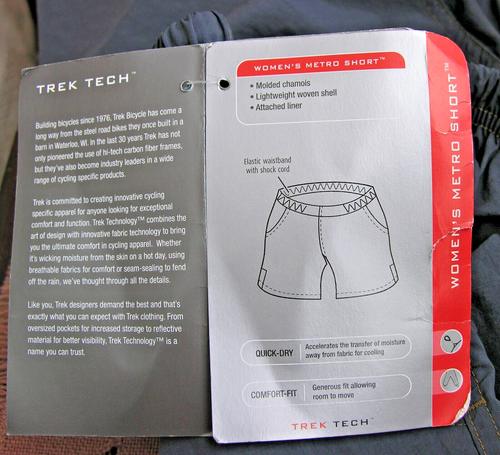 NWT TREK Women's Quick Dry/Comfort Fit Metro Baggy Padded Cycling Shorts Sz. XL - Picture 3 of 3