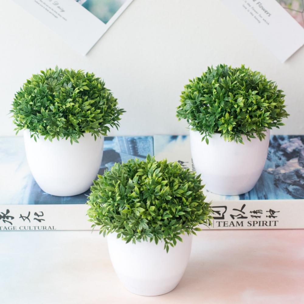 Artificial Plants Green Bonsai Small Tree Pot Plants Fake Flower Potted Ornament-image