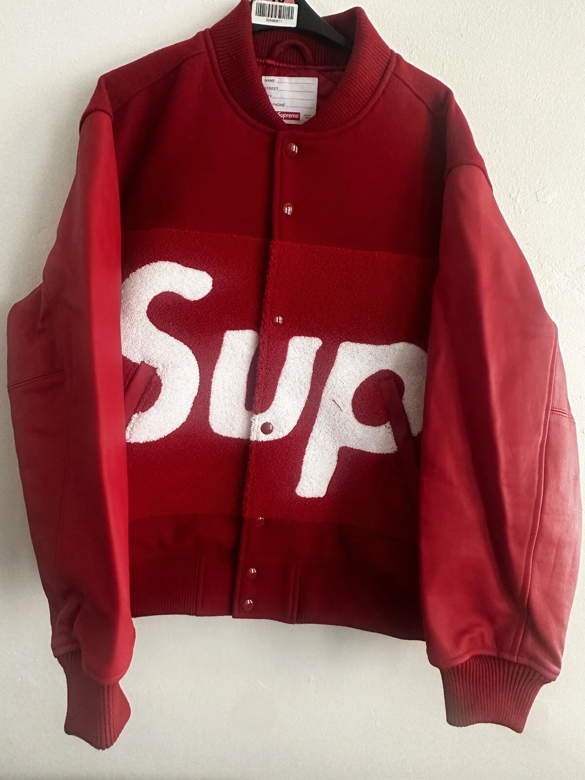 Veste universitaire Supreme Big Logo Chenille rouge   moyen M   flambant neuve épuisée