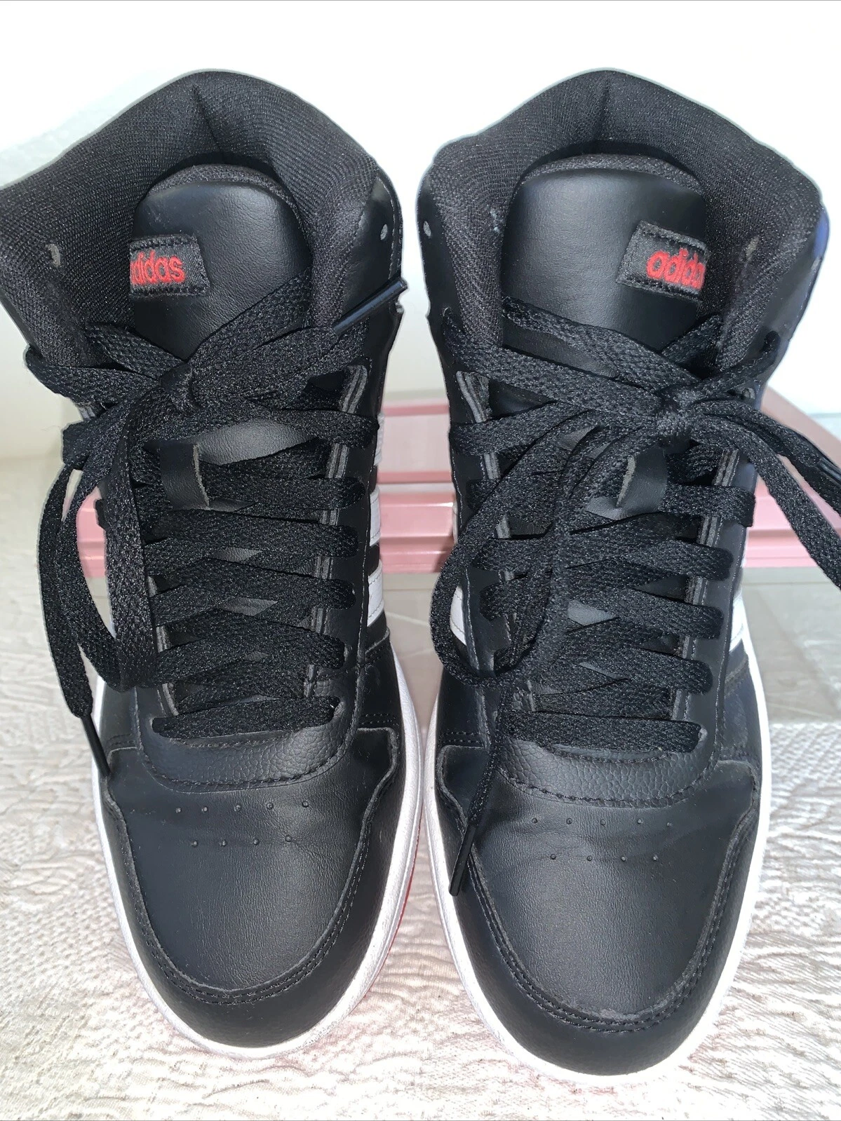 Scarpe Adidas Hoops 2.0 Mid Textile scarpe da ginnastica uomo adolescente taglia 6 pelle nera