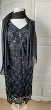 Berkertex Black sequined  evening dress with scarf  size 22 BNWT