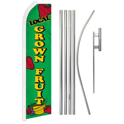 Local Grown Fruit Swooper Flutter Feather Advertising Flag Pole Kit Fresh Fruits