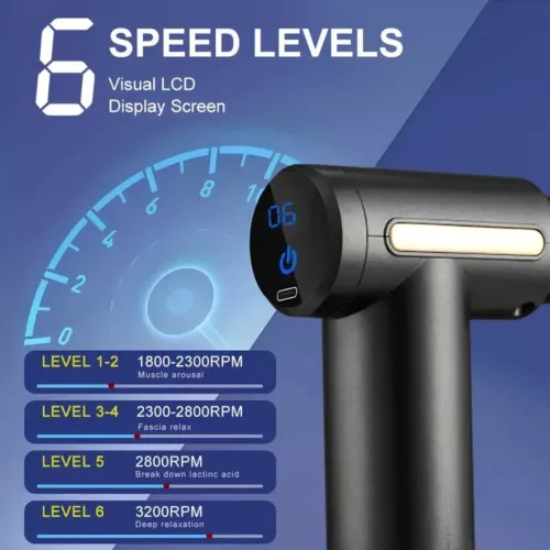 Massage Gun Deep Tissue Percussion Massager Pain Relief Muscle LCD 6 Speed Body - Bild 3 von 13