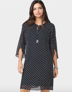 Dress Barn Roz Ali 3 4 Split Sleeve Polka Dot Dress Womens Size