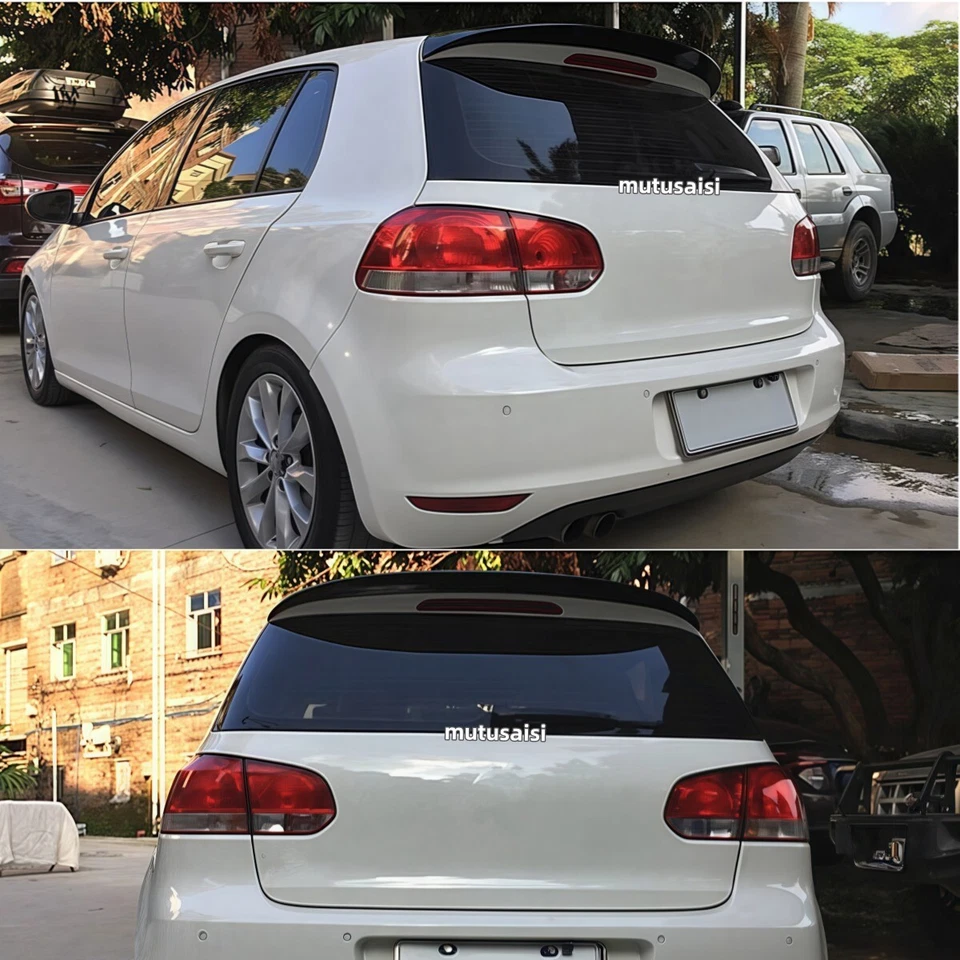 GLOSSY BLACK ROOF SPOILER REAR WINDOW WING FOR 2010-14 VOLKSWAGEN GOLF MK6 HATCH - Image 3 of 4