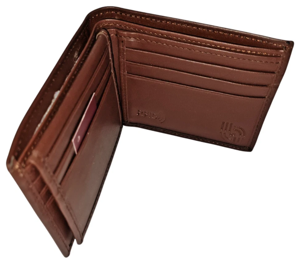 Men's Genuine Cow Grain Leather Tri Fold Handmade Wallet, Color: Brown,  GW104 - Image 2 of 4