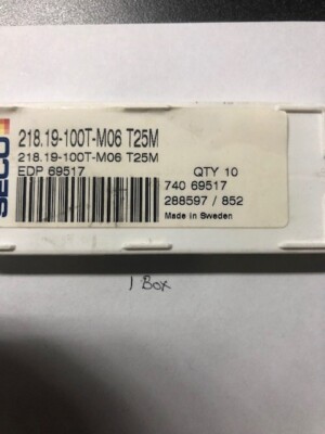 SECO INSERT - 218. 19 - 100T -M06 T25M,  PACK OF  10  NEW INSERT FOR  $ 35.00