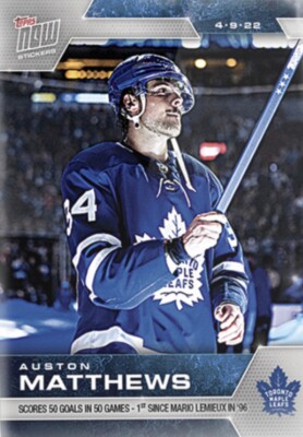2021-22 TOPPS NOW NHL STICKER TORONTO MAPLE LEAFS AUSTON MATTHEWS #387 50 GOALS
