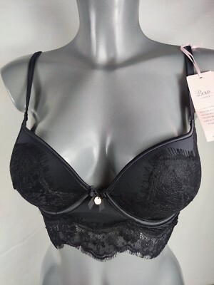NEU Boux Avenue schwarz sand Spitze Longline BH Dessous Bügel BH UK 30D 32D