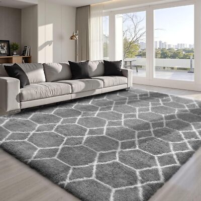Hochflor Teppich Wohnzimmer Fellteppich Kunstfell Shaggy Flauschig Einfarbig DHL