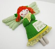 Vintage Handmade Tooth Fairy Pillow Grandma with Pouch Pocket Red Hair Angel