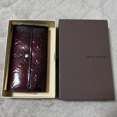 Louis Vuitton Monogram Vernis Portefeuille Sarah Wallet Amarante M93524 W/Box Ge