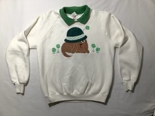 Jerzees Large Sweater Pullover Size Large USA Made Vintage 80’s Puppy Clover
