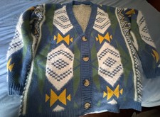 Cardigan Geometric Sweater Aztec South Western Boho Vintage Size M/L No Tag