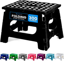 Sturdy 9-Inch Folding Step Stool - 600 lb Capacity, Non-Slip, Compact Design