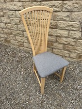 6 x Dining Chairs Grey Cushion Wood Frame Good Condition