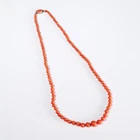 Vtg Hand Knotted Salmon Coral Graduated Beaded Necklace 800 Silver Clasp 22"