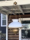 LARGE SWAG Ceiling Hanging Light Lamp Hobnail Milk Glass 13”W Shade GWTW Vtg