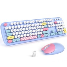 Wireless Keyboard Mouse Combo 2.4G Retro Typewriter Number Pad Ambidextrous