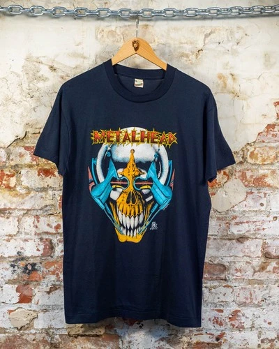 80S Qfx Metalhead Cyborg Skeleton T-Shirt Metal Rock 1980s vintage concert t-shirt, vintage, single stitch, B+ condition