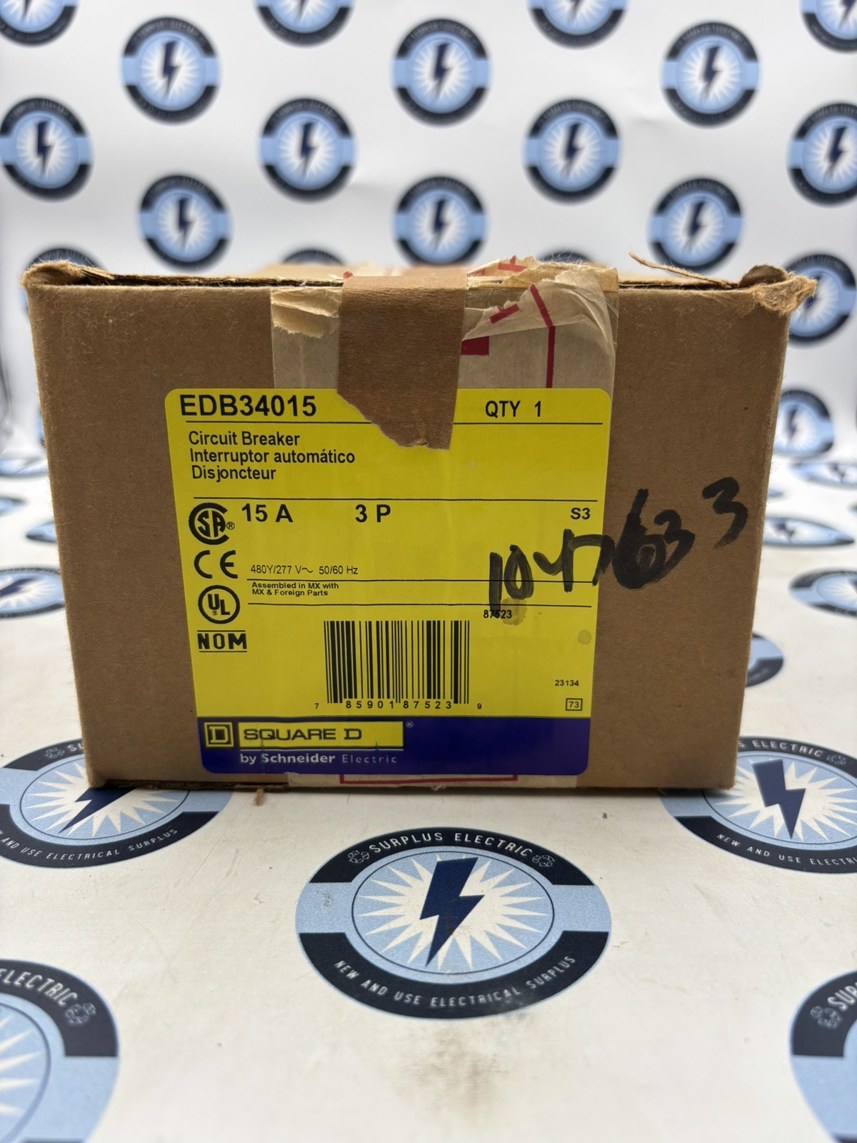 NEW Square D EDB34015 3 Pole 15 Amp 480V Circuit Breaker