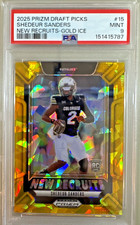 2025 Panini Prizm Draft Picks #15 Shedeur Sanders New Recruits Gold Ice PSA 9