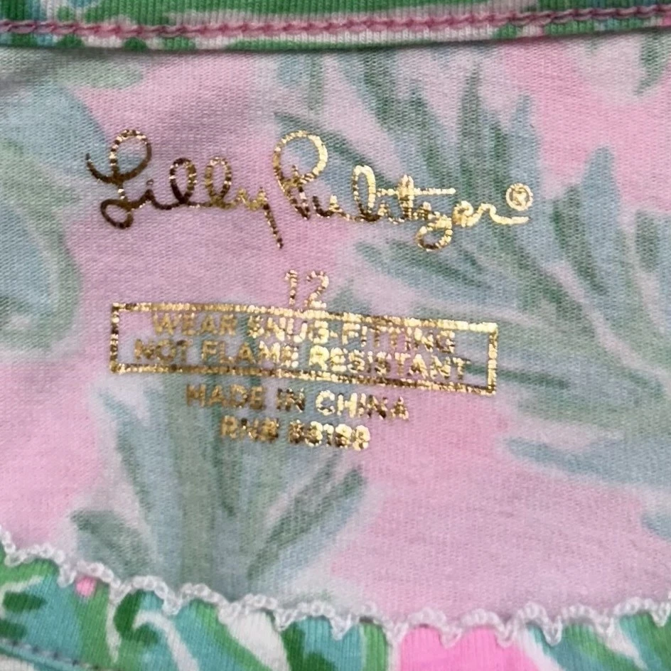Рубашка Lilly Pulitzer Sammy пижама топ для девочек 12 ладонь цветочный тропический сон - Изображение 3 из 4