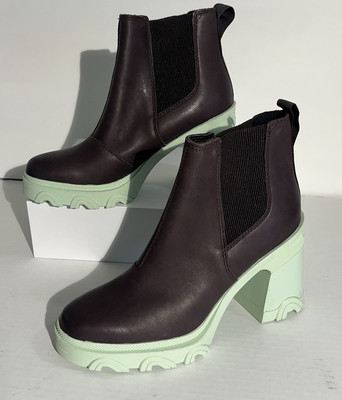 Sorel Women Boots Brex Block Heel Waterproof Leather Chelsea Platform Chunky 6.5