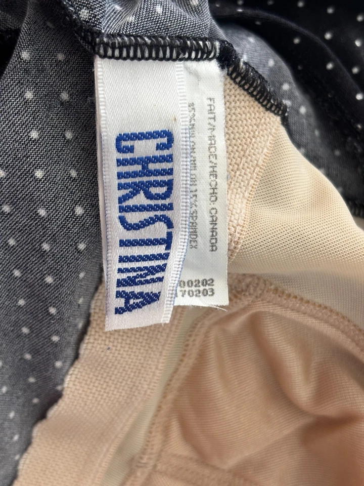 Christina Traje de Baño 12L 12 Largo Vestido de Baño Una Pieza Falda Azul Polkadot Canadá Foto 4 de 4